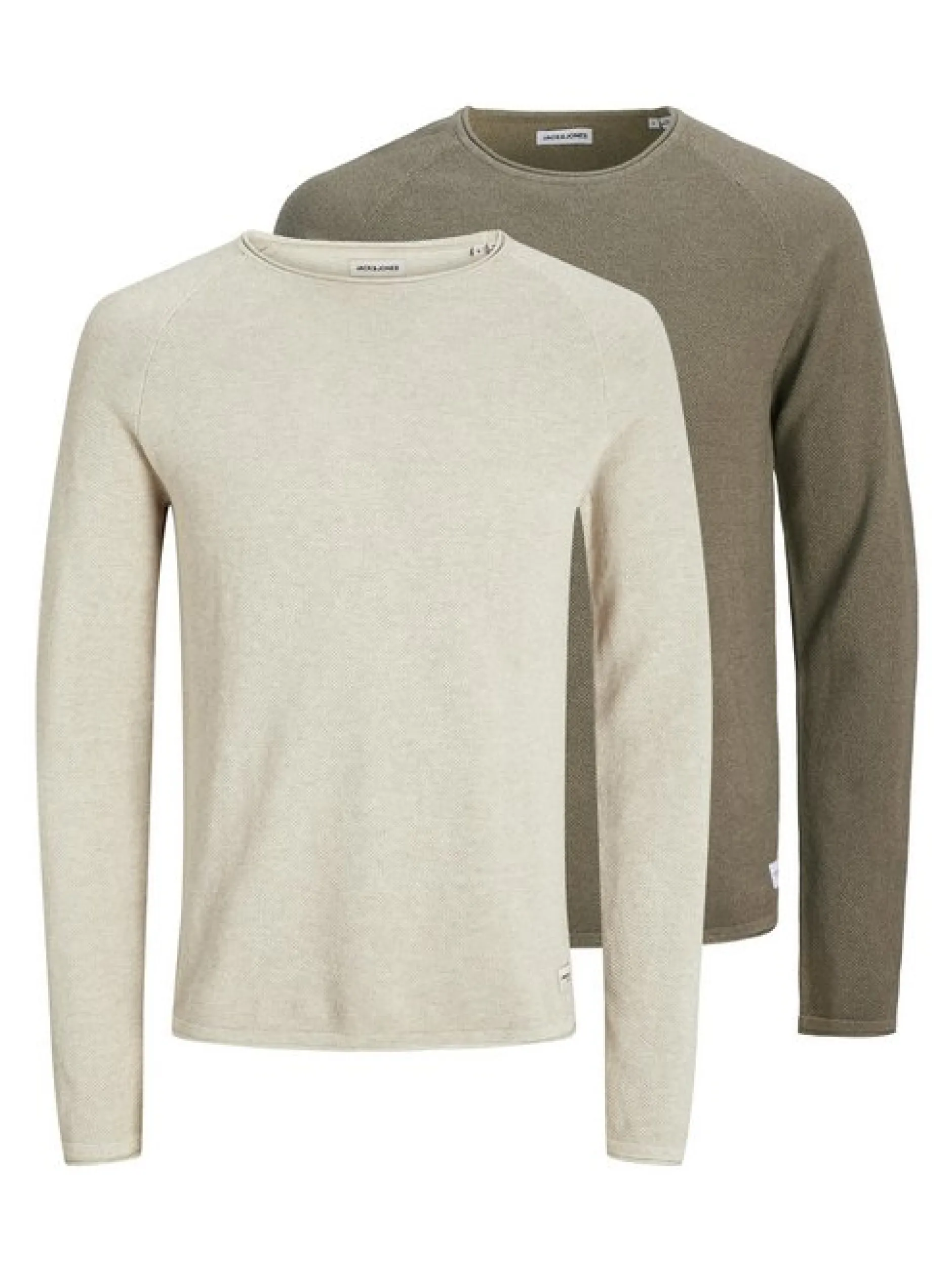 Jack & Jones Herren Pullover im 2er-Pack Hill in beige oliv