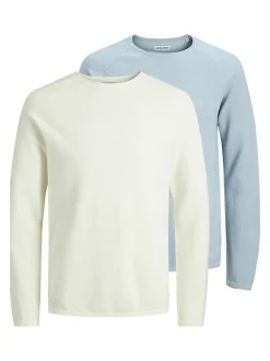 Jack & Jones Herren Pullover im 2er-Pack Hill in ecru hellblau