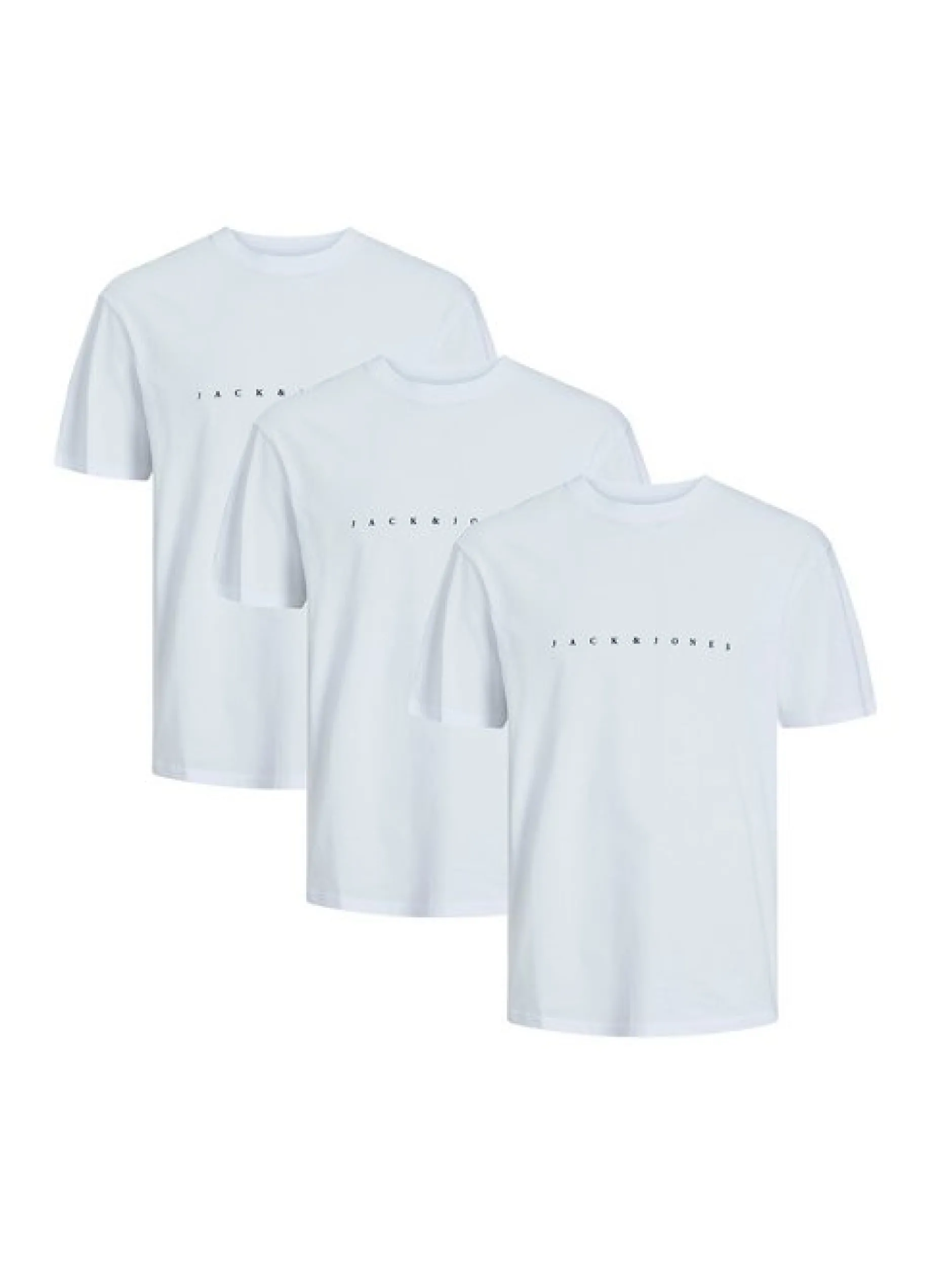 Jack & Jones Herren T-Shirt - 3er Pack Star JJ in weiß