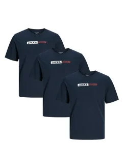 Jack & Jones Herren T-Shirt - 3er Pack Corp in blau
