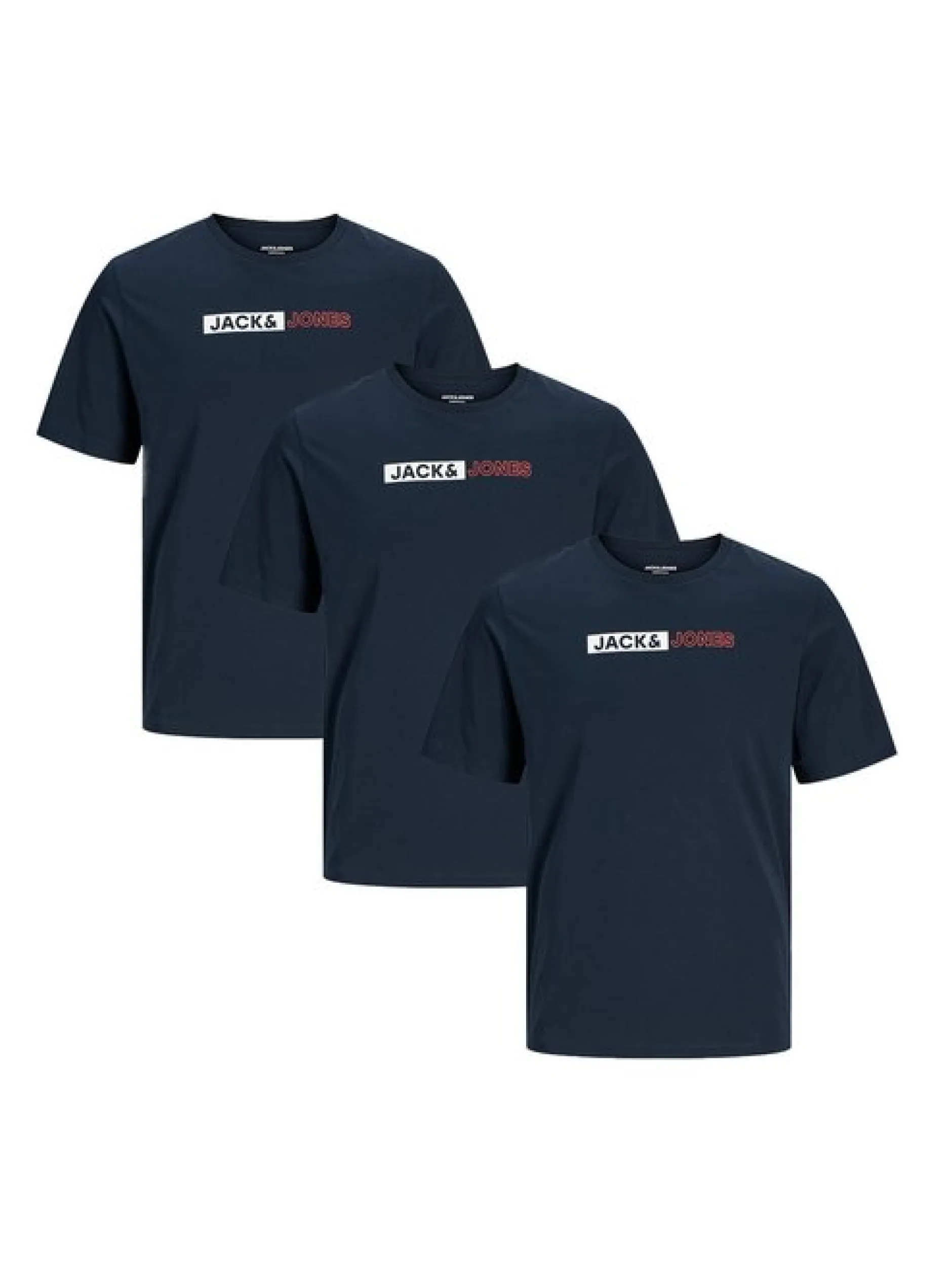 Jack & Jones Herren T-Shirt - 3er Pack Corp in blau