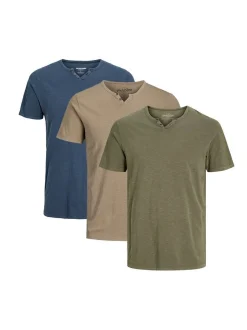 Jack & Jones Herren T-Shirt - 3er Pack Split in blau