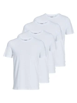 Jack & Jones Herren T-Shirt - 4er Pack Basic in weiß