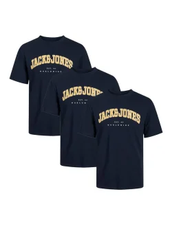 Jack & Jones Herren T-Shirt - 3er Pack Caleb Varsity in blau