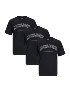 Jack & Jones Herren T-Shirt - 3er Pack Caleb Varsity in schwarz