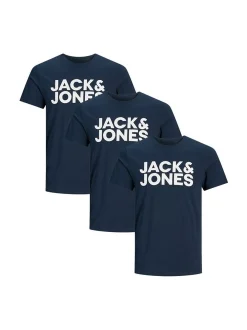 Jack & Jones Herren T-Shirt - 3er Pack Corp in blau