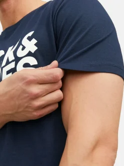 Jack & Jones Herren T-Shirt - 3er Pack Corp in blau