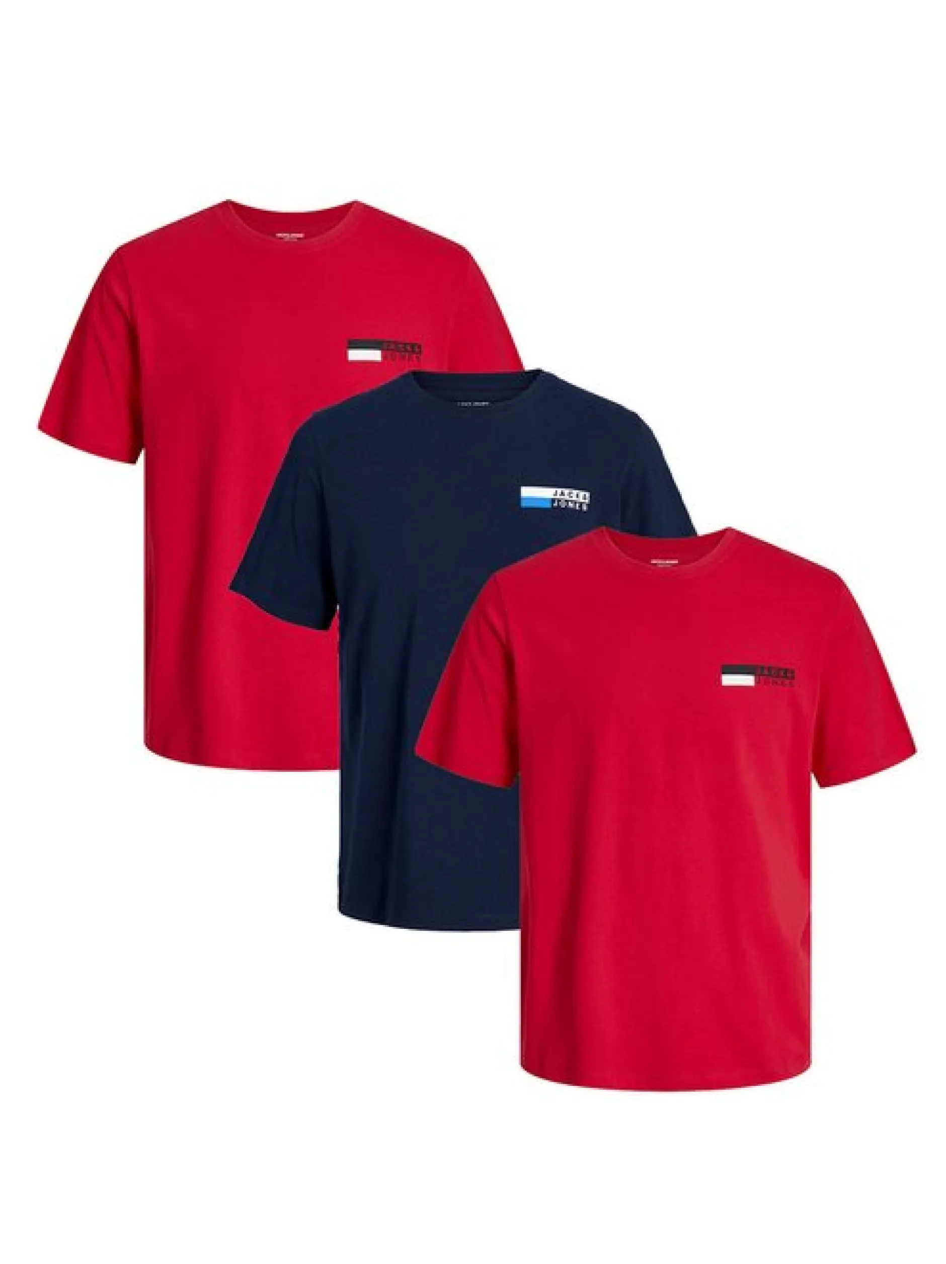 Jack & Jones Herren T-Shirt - 3er Pack Corp in rot