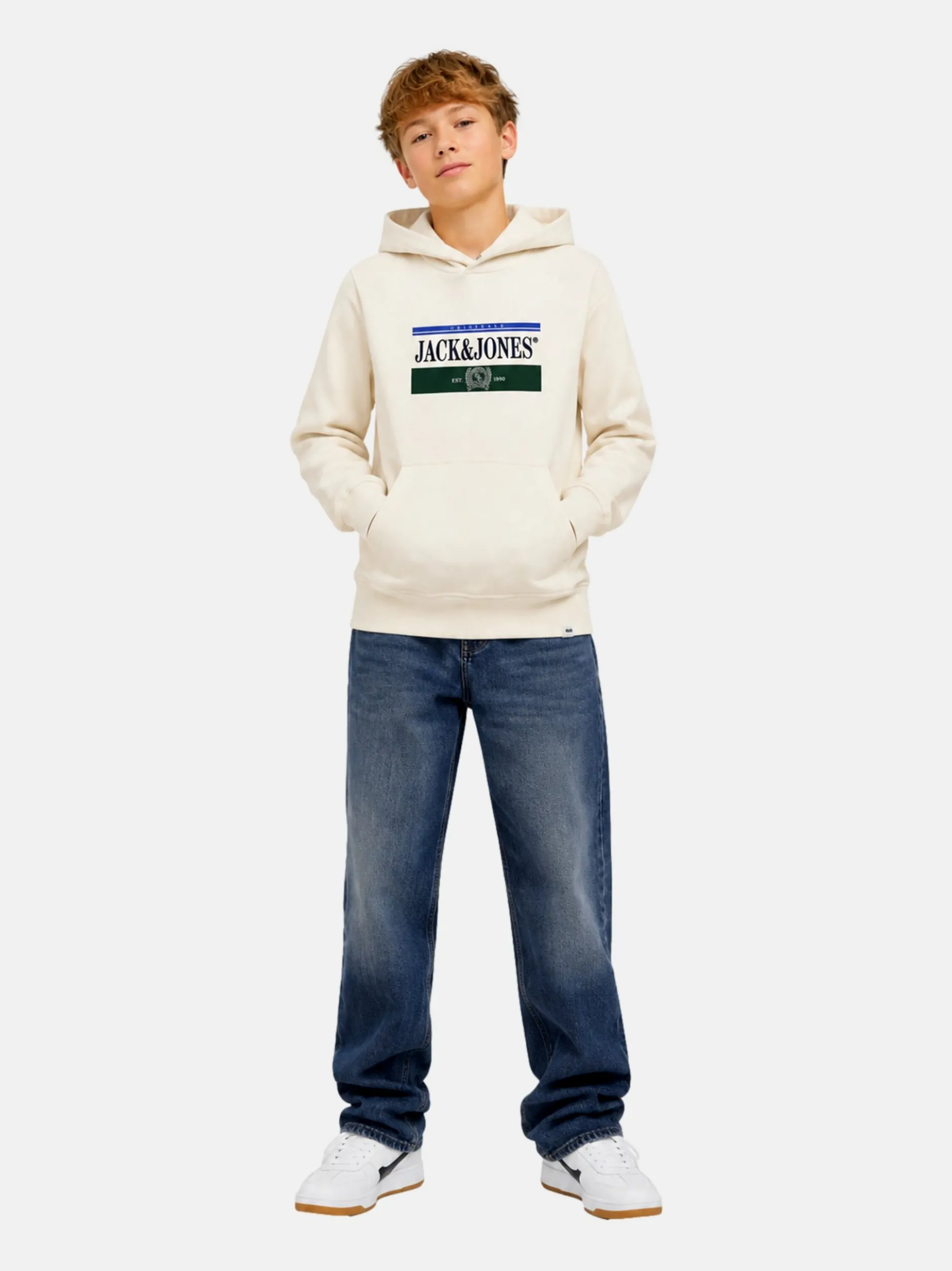 Jack & Jones Junior Jungen Kapuzenpullover in weiß