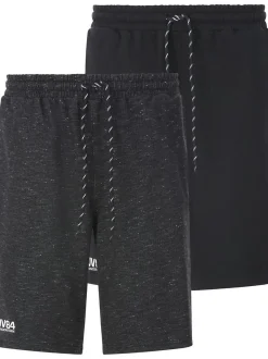 Jan Vanderstorm Herren Doppelpack Sweatbermuda - JORNRIK in schwarz