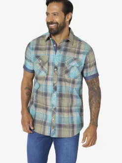 Jan Vanderstorm Herren Kurzarmhemd - KLENGT in beige blau