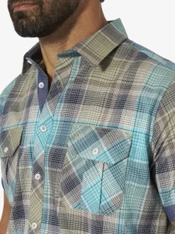 Jan Vanderstorm Herren Kurzarmhemd - KLENGT in beige blau
