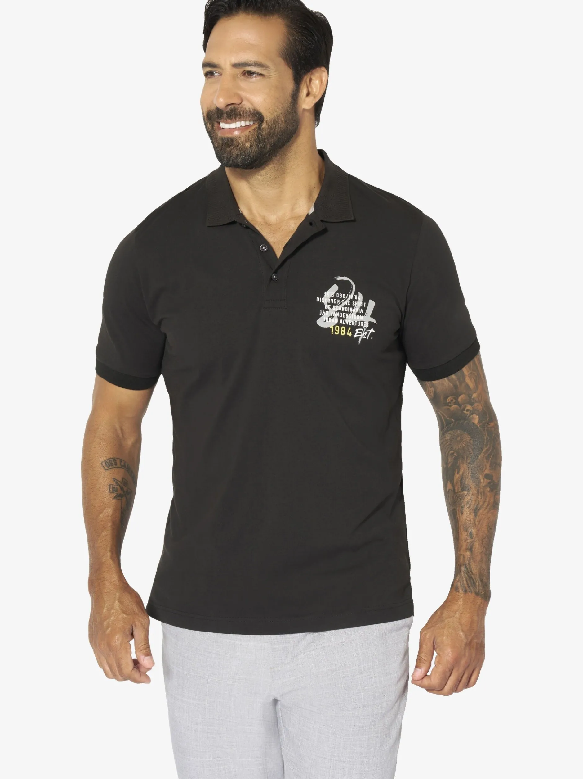 Jan Vanderstorm Herren Poloshirt - MAUNOR in schwarz