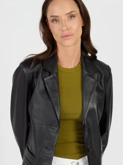 JCC Damen Lederblazer in schwarz