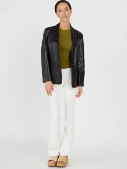 JCC Damen Lederblazer in schwarz