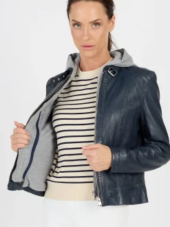 JCC Damen Lederjacke in blau