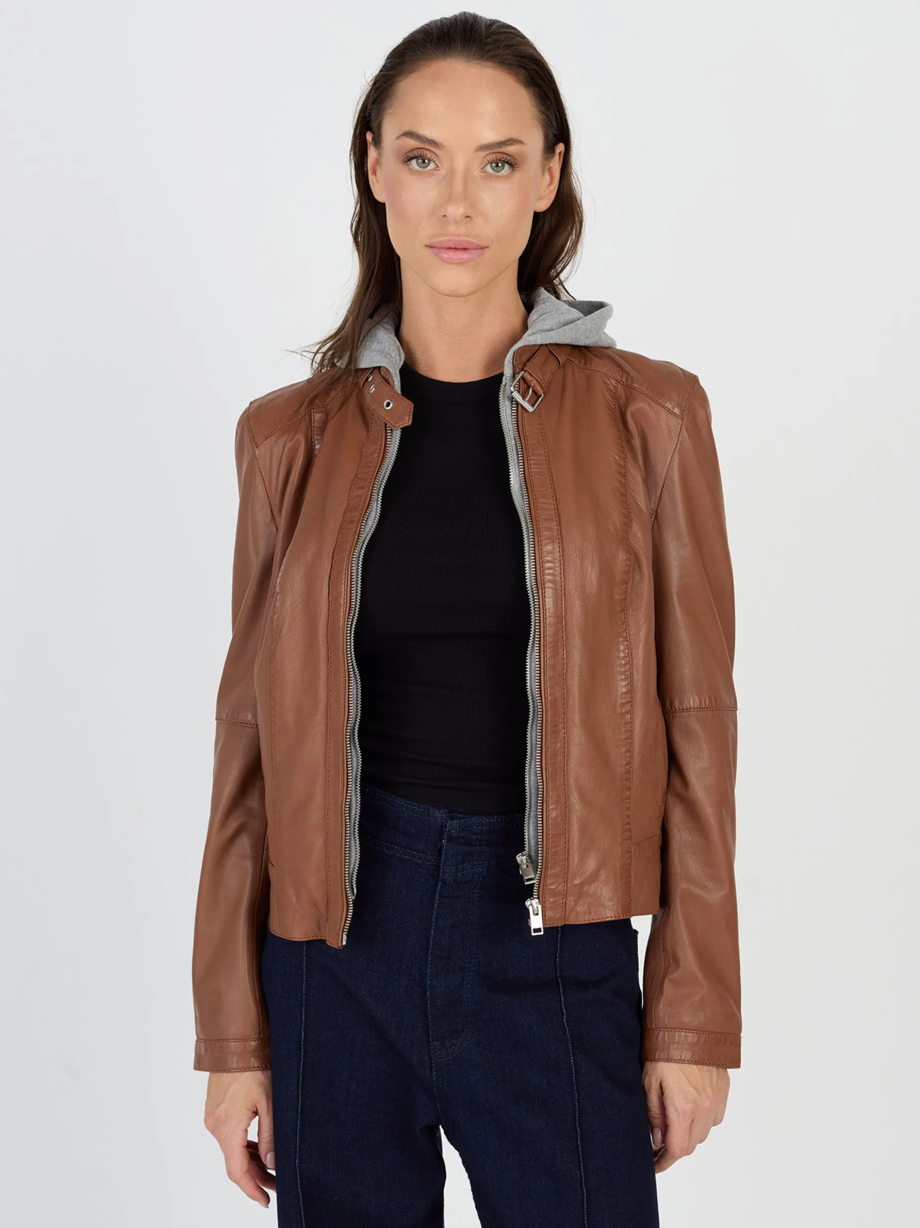 JCC Damen Lederjacke in cognac