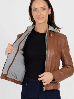 JCC Damen Lederjacke in cognac