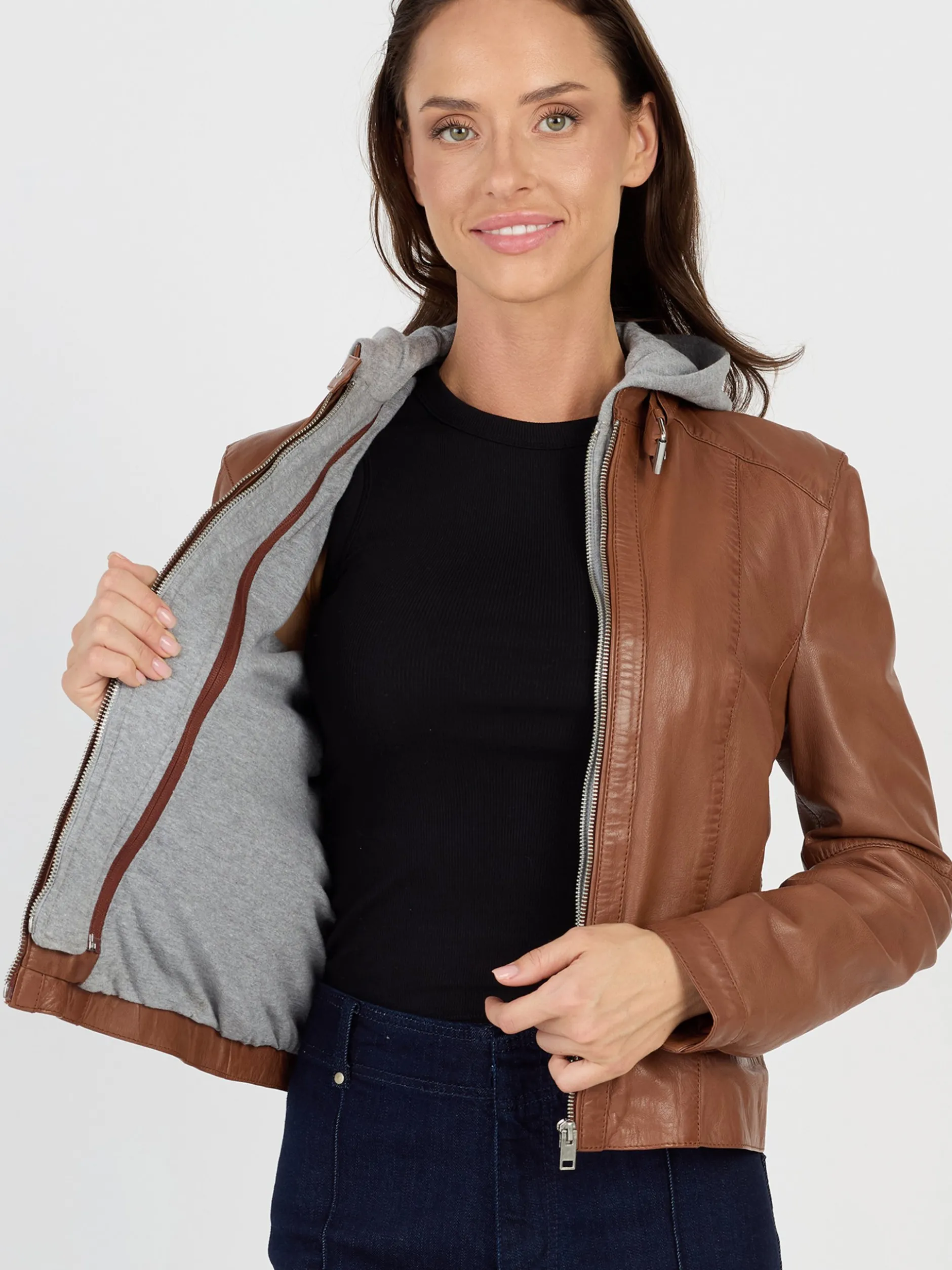 JCC Damen Lederjacke in cognac