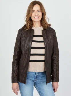 JCC Damen Lederjacke in kastanie