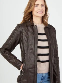 JCC Damen Lederjacke in kastanie