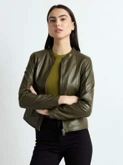 JCC Damen Lederjacke in oliv