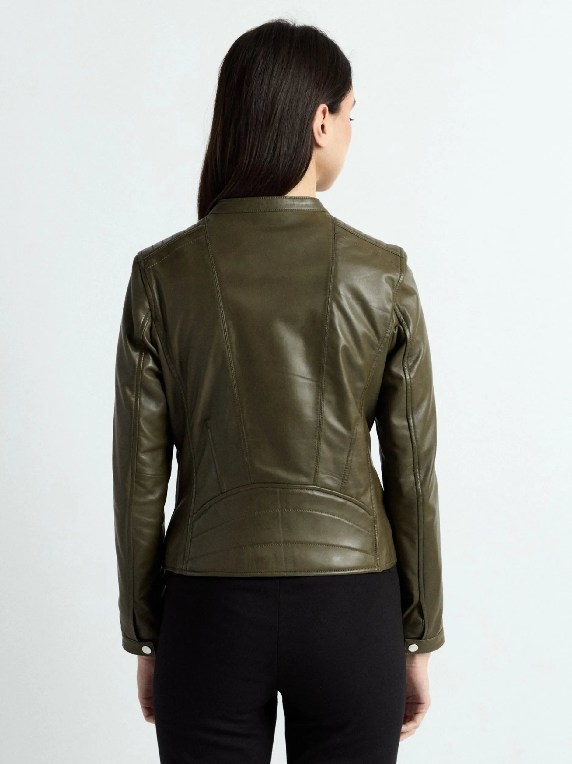JCC Damen Lederjacke in oliv