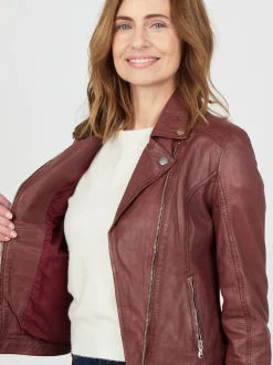JCC Damen Lederjacke in rot