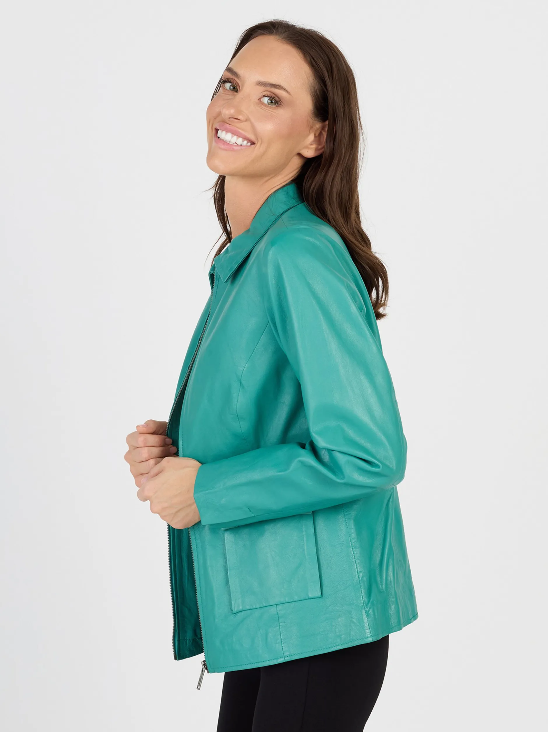 JCC Damen Lederjacke in türkis