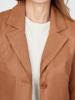 JCC Damen Ledermantel in cognac