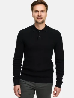 Jeff Herren Strick-Polo - JFTristan in schwarz