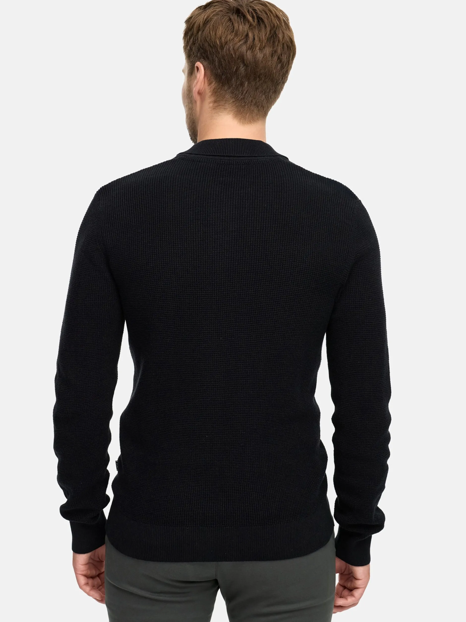 Jeff Herren Strick-Polo - JFTristan in schwarz