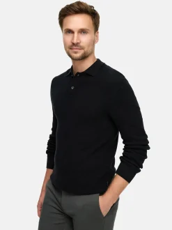 Jeff Herren Strick-Polo - JFTristan in schwarz