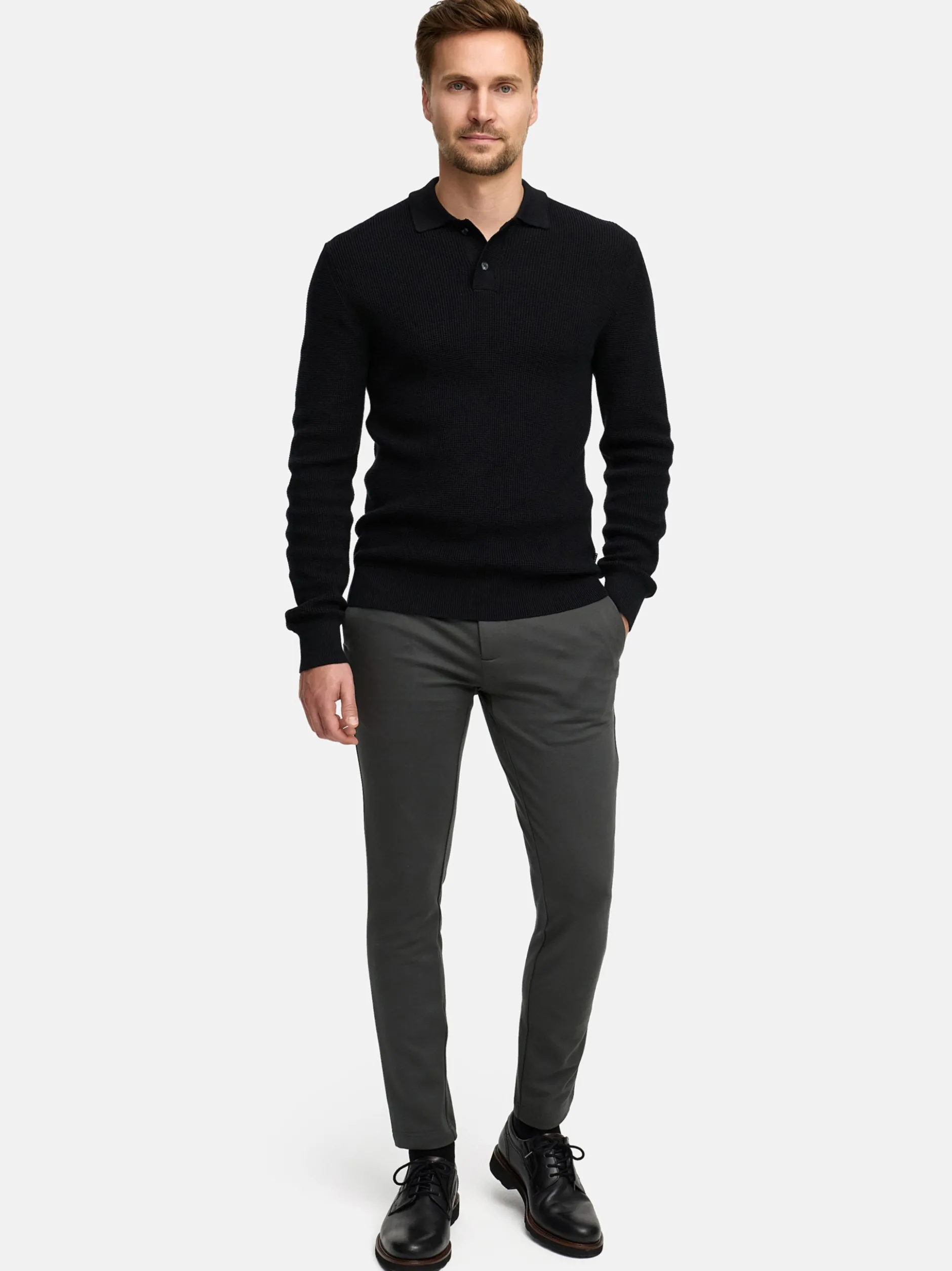 Jeff Herren Strick-Polo - JFTristan in schwarz