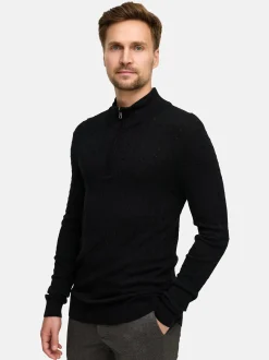 Jeff Herren Strickpullover - JFCamden half zip knit in schwarz