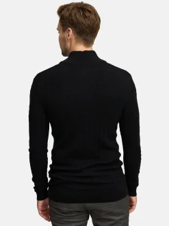 Jeff Herren Strickpullover - JFCamden half zip knit in schwarz