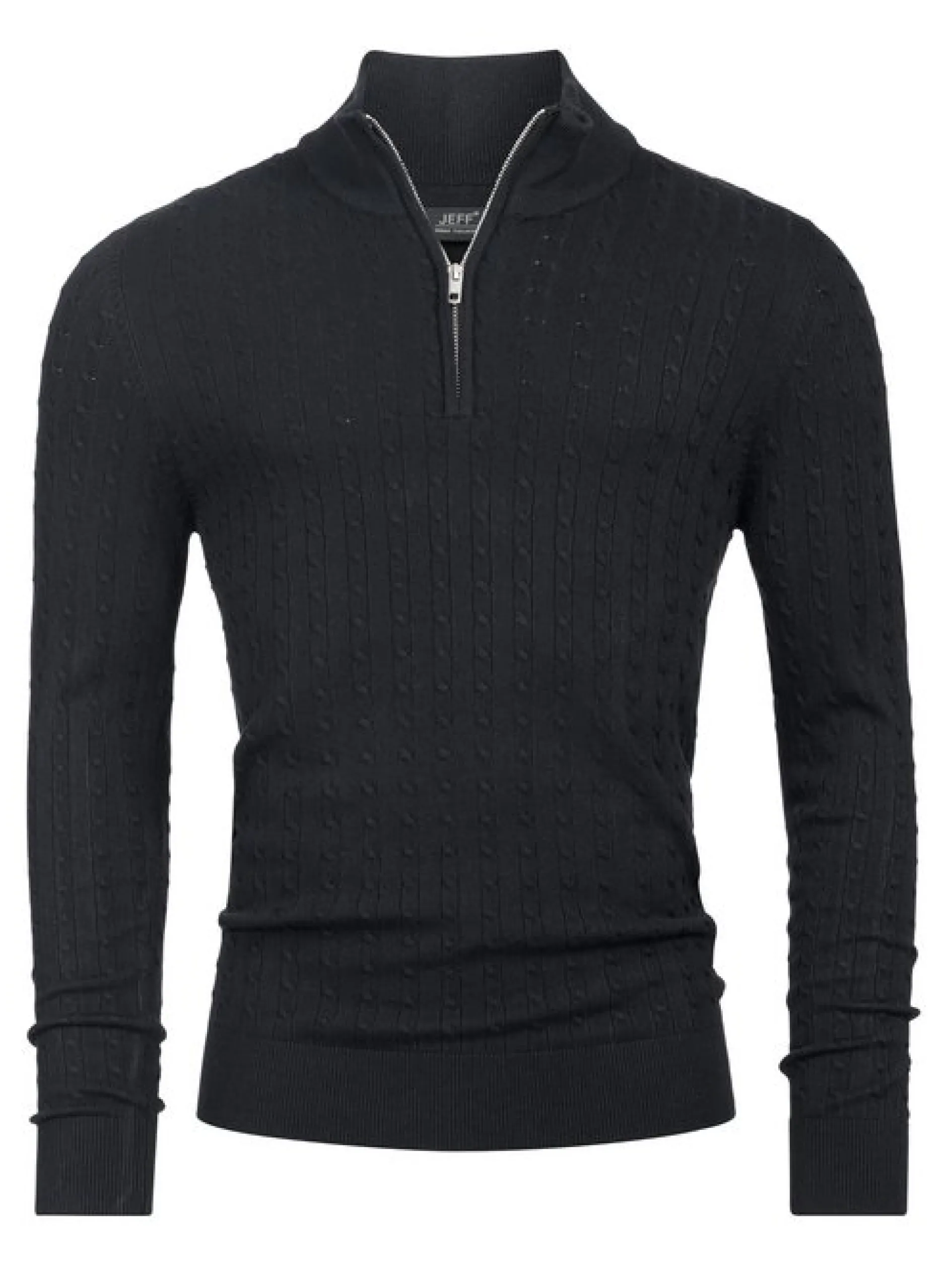 Jeff Herren Strickpullover - JFCamden half zip knit in schwarz