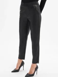 JOOP! Damen Kunstleder-Hose in schwarz - Länge: verkürzt