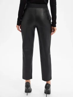 JOOP! Damen Kunstleder-Hose in schwarz - Länge: verkürzt