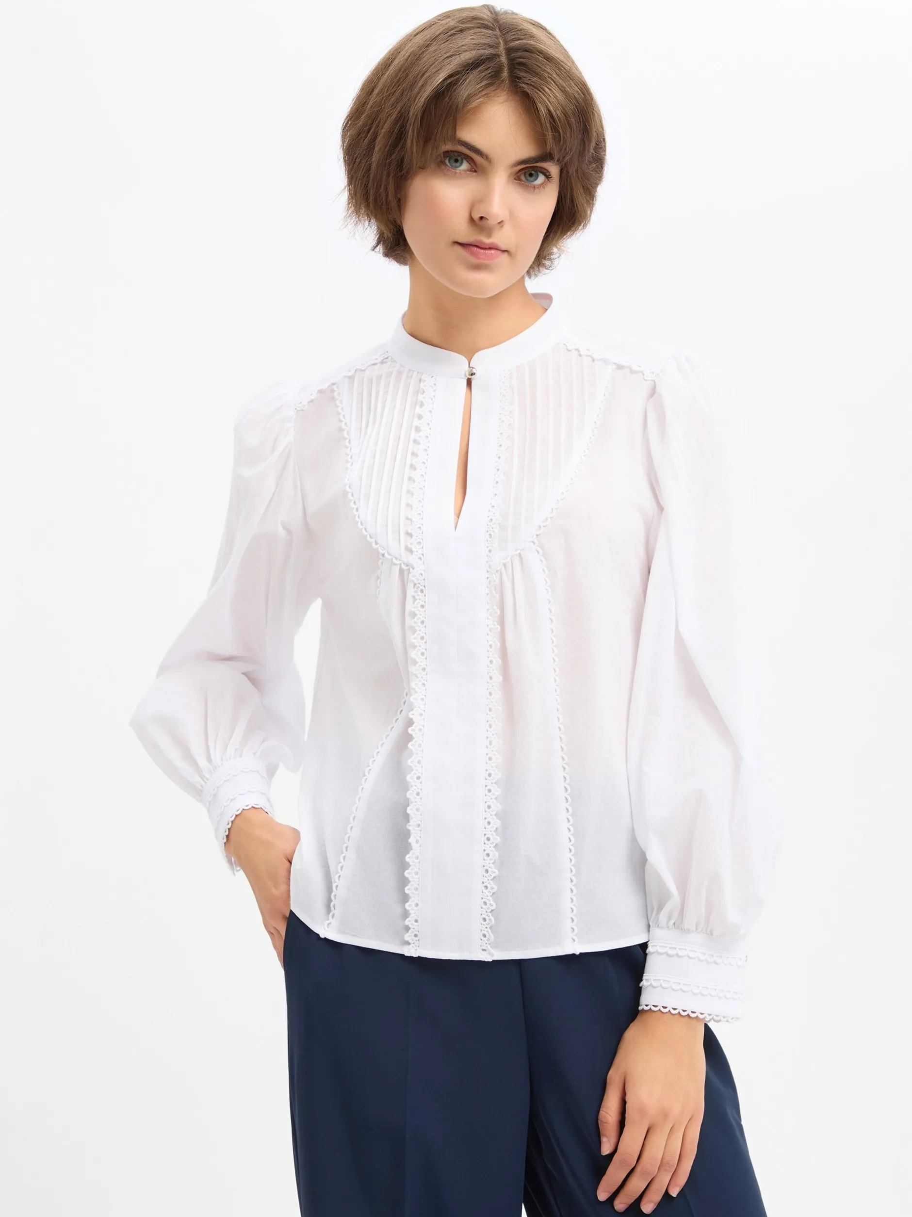 JOOP! Damen Spitzenbluse - Bionda in weiß