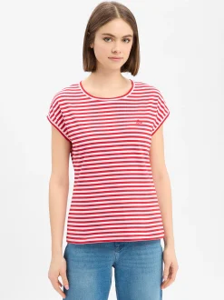 JOOP! Damen T-Shirt - Tulia in rot weiß - Ärmel: kurzarm