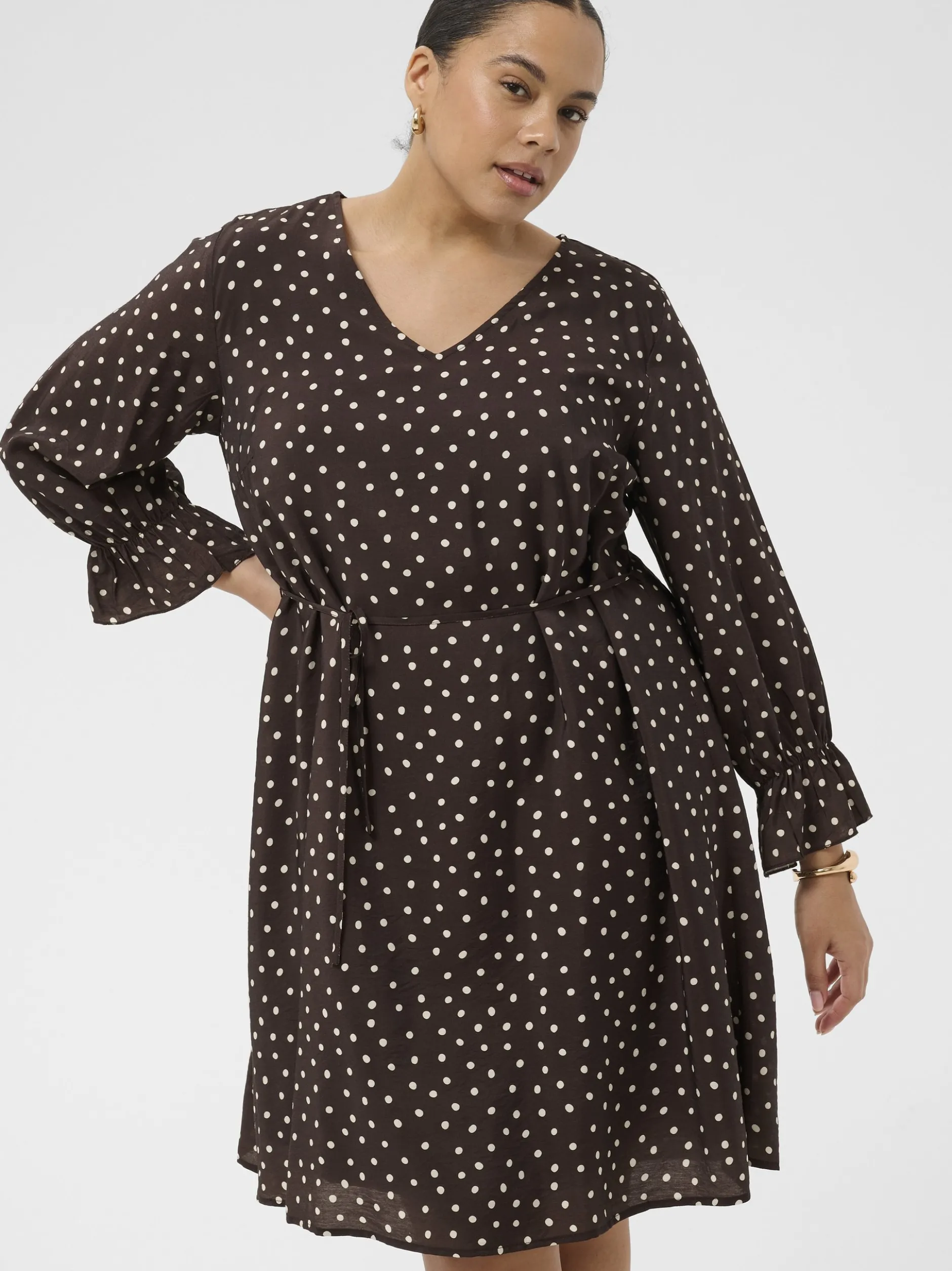 Kaffe Curve Damen Kleid KCditte in braun