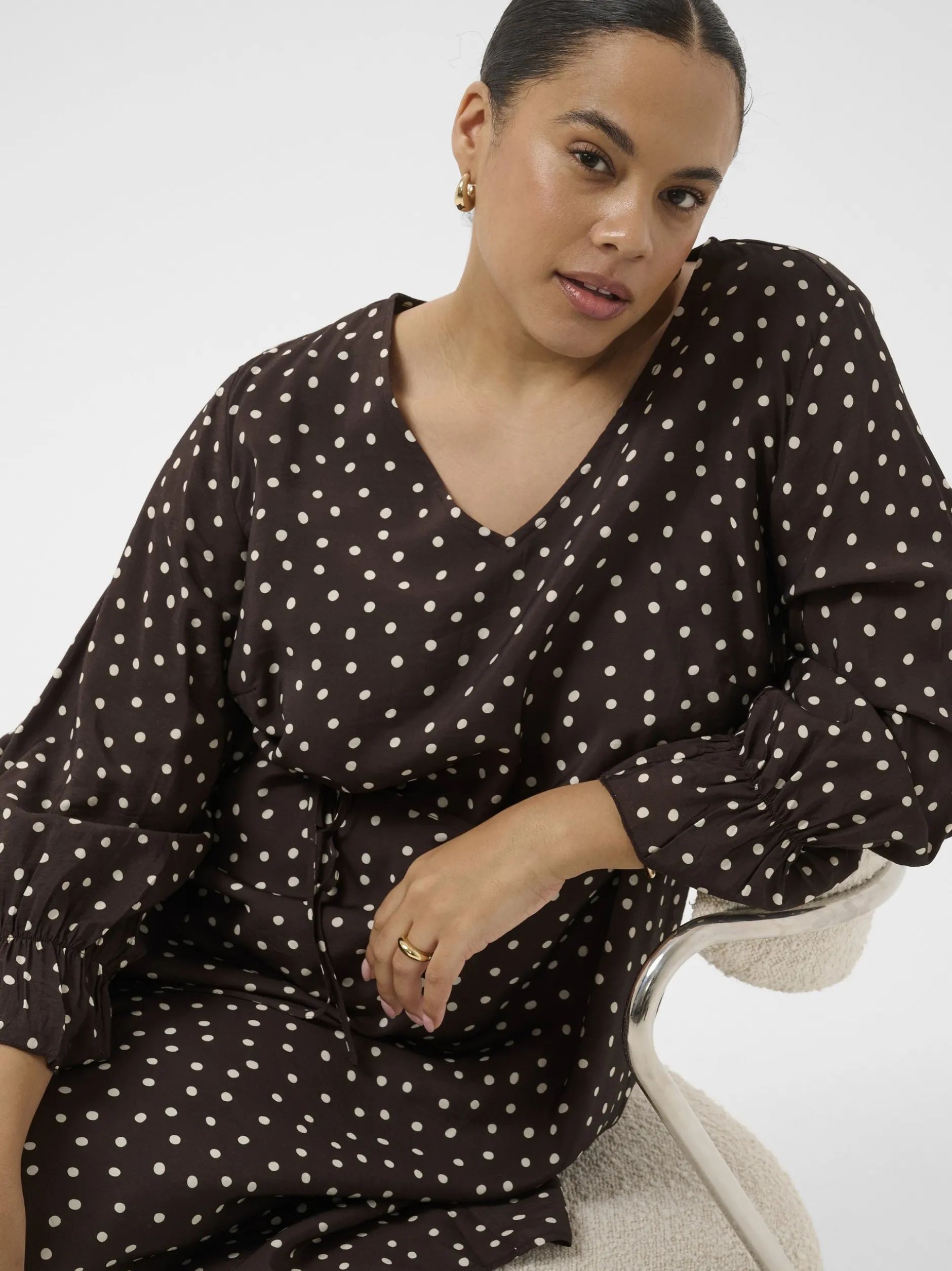 Kaffe Curve Damen Kleid KCditte in braun
