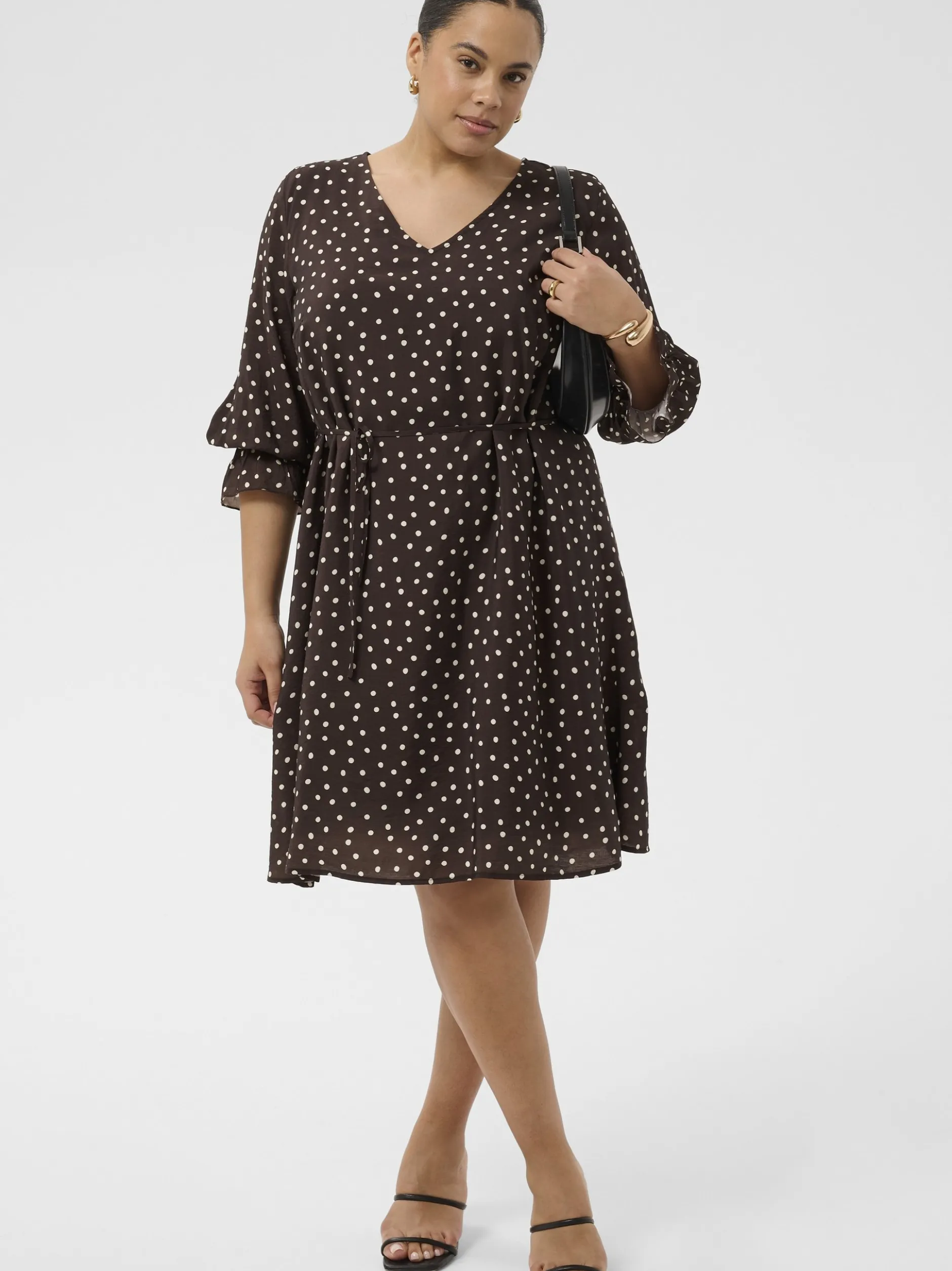 Kaffe Curve Damen Kleid KCditte in braun