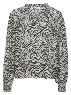 Kaffe Damen Bluse KAjodie in ecru schwarz