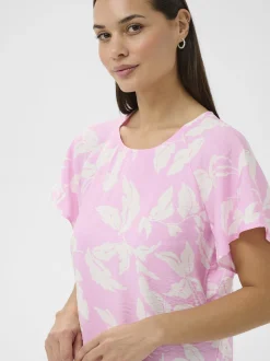 Kaffe Damen Bluse KAmarlo in pink weiß