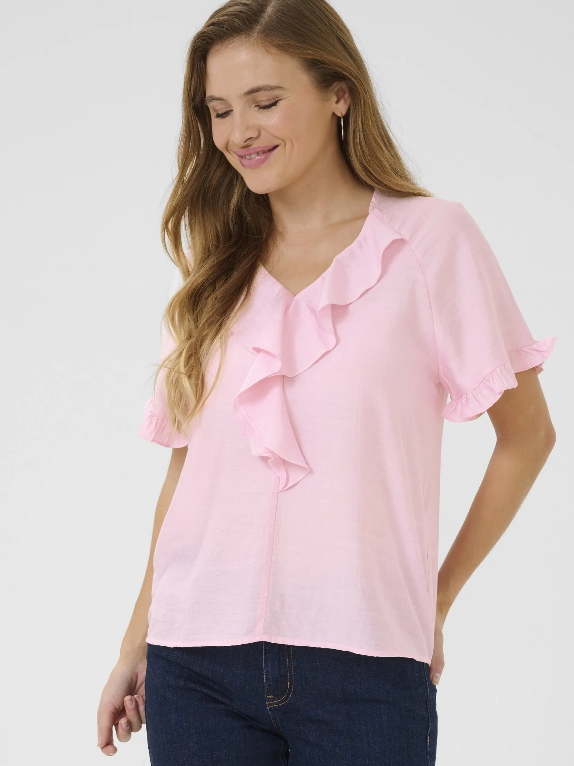 Kaffe Damen Bluse kurzarm KAmariana in pink