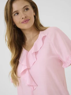 Kaffe Damen Bluse kurzarm KAmariana in pink