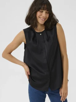 Kaffe Damen Bluse ärmellos KAvera in schwarz