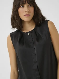Kaffe Damen Bluse ärmellos KAvera in schwarz